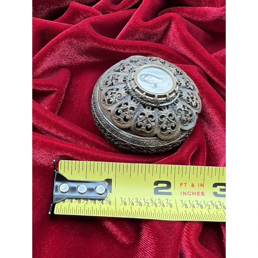 Antique French Miniature Portrait Ormolu Trinket Box Jewelry Box